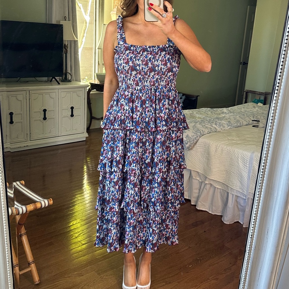 Ganni Tiered Georgette Midi-Dress